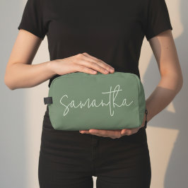 Custom Name Sage Cosmetic Bag for Bridesmaid & Her Waschbeutel