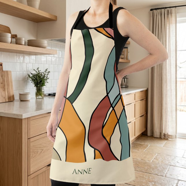 Custom Name Scandinavian Abstract Muted Kitchen  Schürze (Custom Name Scandinavian Abstract Muted Kitchen Gi Apron)