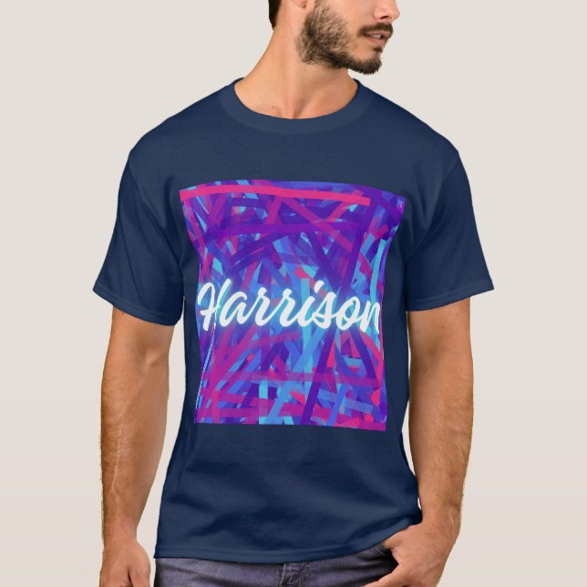 Custom Name Sticker – Harrison – Personalized Labe T-Shirt (Vorderseite)