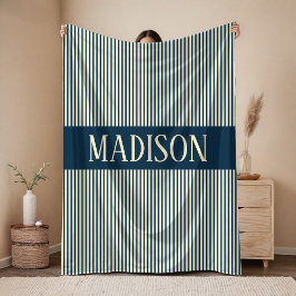 Custom Name Stripes Blanket Baby Shower Gift Fleecedecke