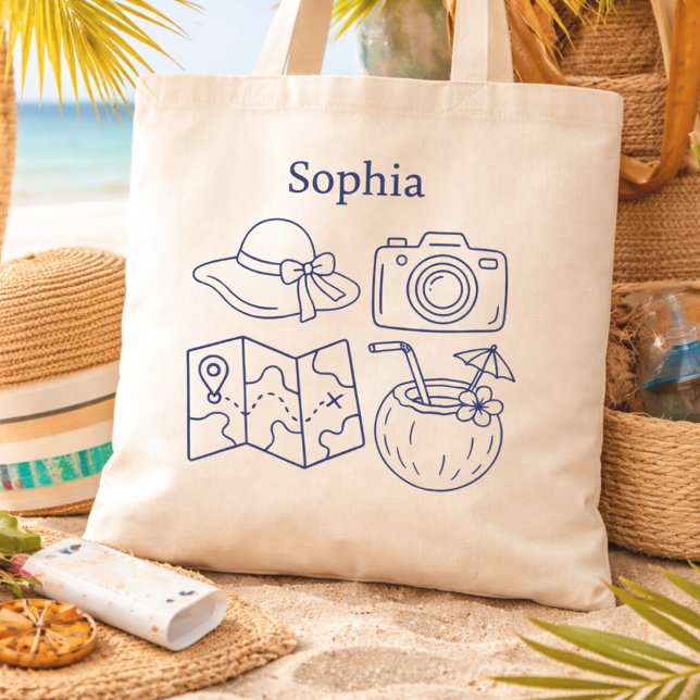 Custom Name Summer Vacation Canvas Bag Tragetasche (Von Creator hochgeladen)