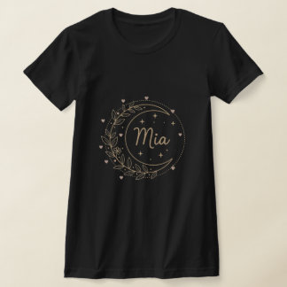 Custom Name T-Shirt - Elegant Mia Crescent Moon