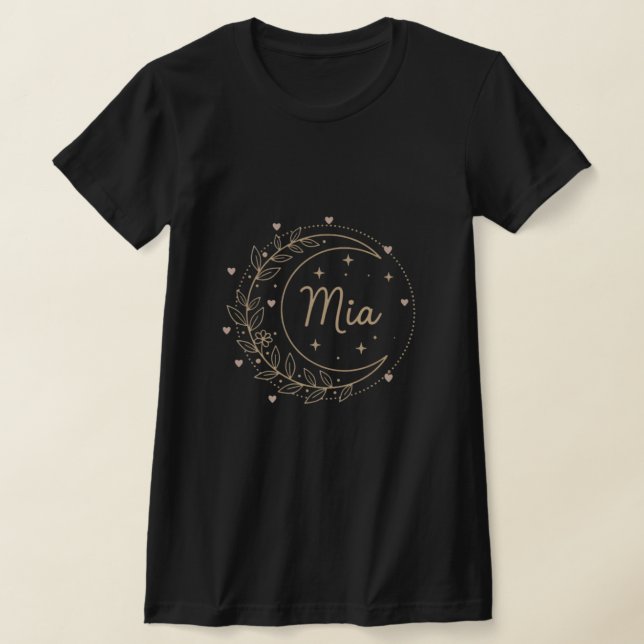Custom Name T-Shirt - Elegant Mia Crescent Moon (Ablage )