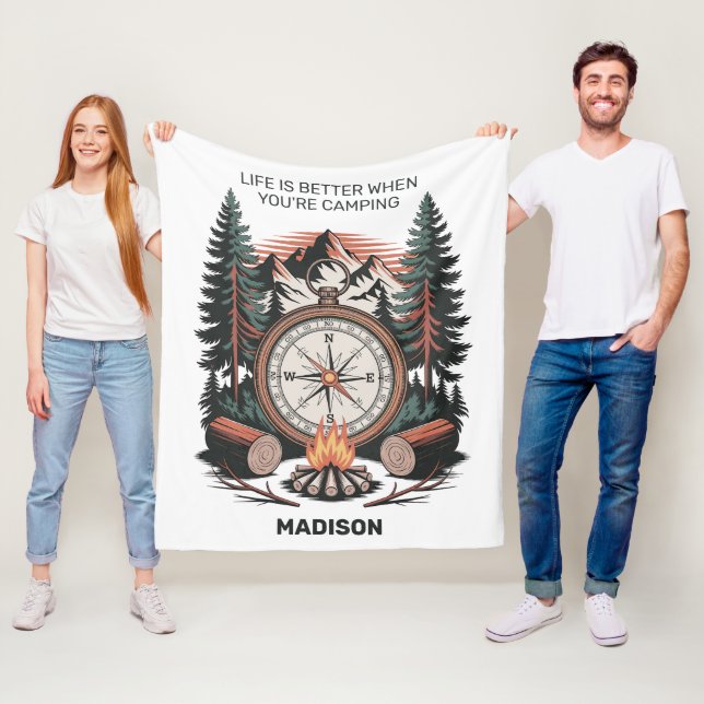 Custom Name & Text Camping Fleecedecke (Beispiel)