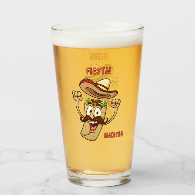Custom Name & Text Mexican Fiesta Glas (Rückseite (gefüllt))