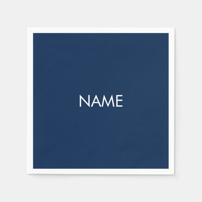 Custom name text navy blue minimalist serviette (Vorderseite)