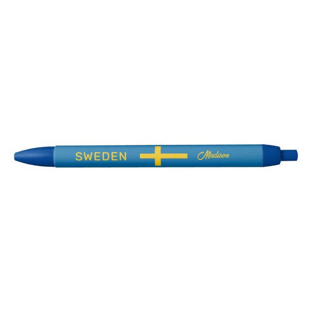 Custom Name & Text Swedish Flag Kugelschreiber (Vorderseite)