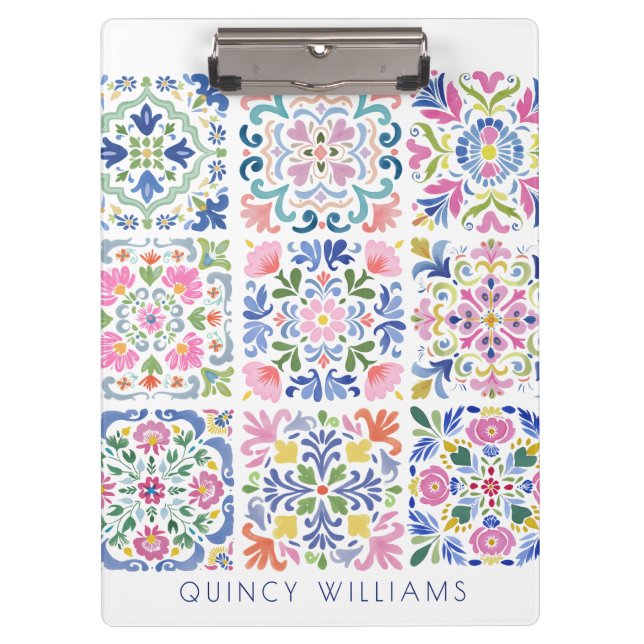 Custom Name Tile Mosaic  Klemmbrett (Vorderseite)