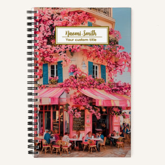 Custom Name/title Notebook – Pink Flower Café  Notizbuch