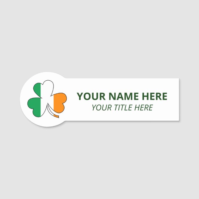 Custom Name & Title St Patrick's Day Shamrock Namensschild (Vorderseite)