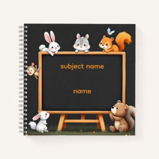 Custom Name & Topic Woodland Animals Notebook Notizbuch