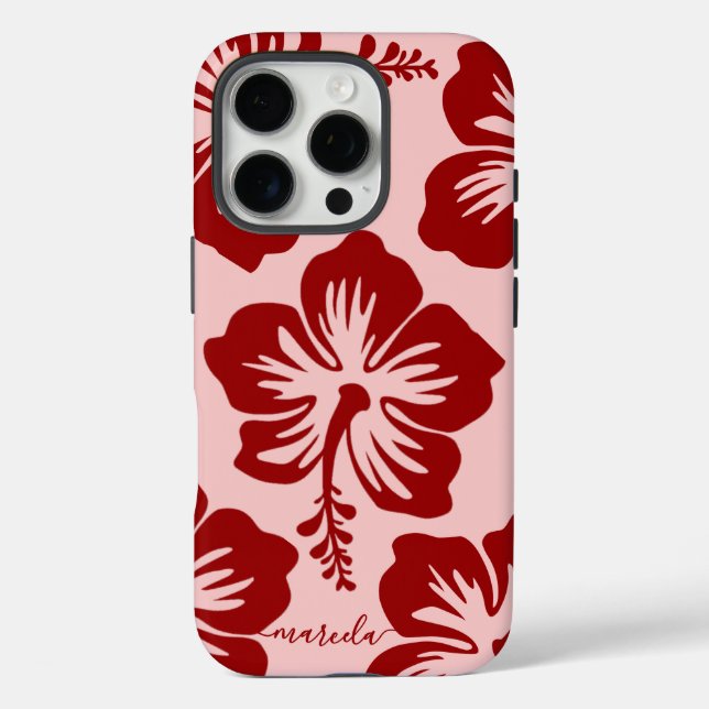 Custom Name Tropical Hibiscus Flower  Case-Mate iPhone Hülle (Rückseite)