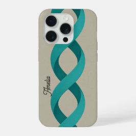 Custom Name Turquoise Spiral Bands iPhone 15 Pro Hülle
