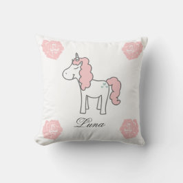 Custom Name Unicorn Rose Floral Cute Pink  Kissen