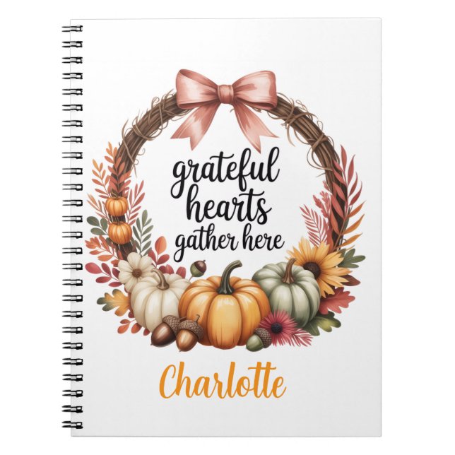 Custom name Unique autumn themed wreath  Notizblock (Vorderseite)