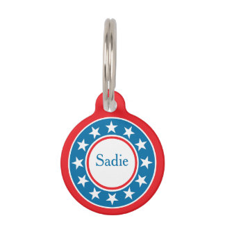 Custom Name USA Flag Stars Stripes Pet ID Tag Haustiermarke