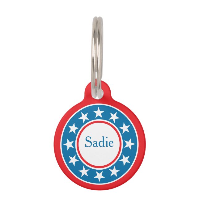Custom Name USA Flag Stars Stripes Pet ID Tag Haustiermarke (Vorderseite)