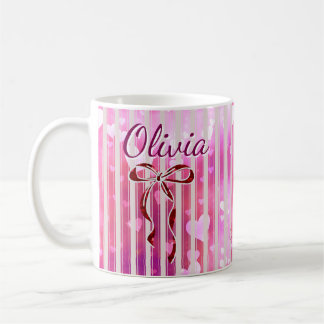 Custom Name Valentine Mug | Personalized Pink Hear Kaffeetasse