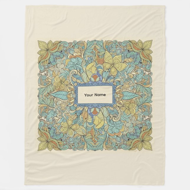 Custom Name Vibrant Zentangle Fleece Blanket (Vorderseite)