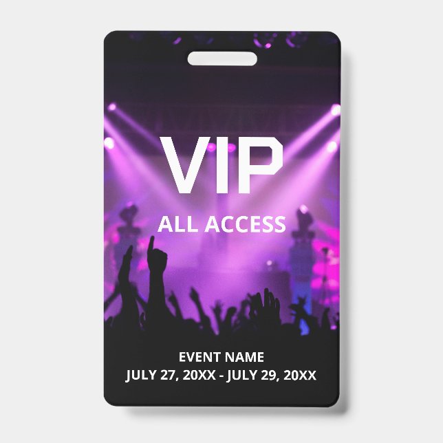 Custom Name VIP All Access Pass Ausweis (Vorderseite)