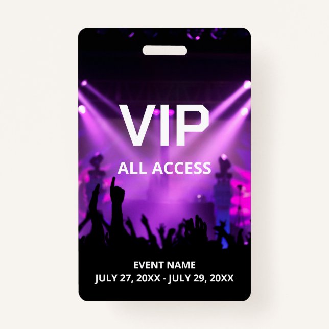 Custom Name VIP All Access Pass Ausweis (Vorderseite)