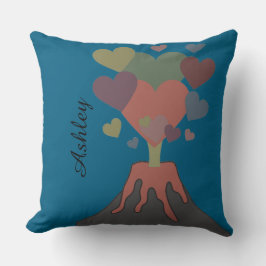 Custom Name Volcano Heart Throw Pillow Gift Kissen