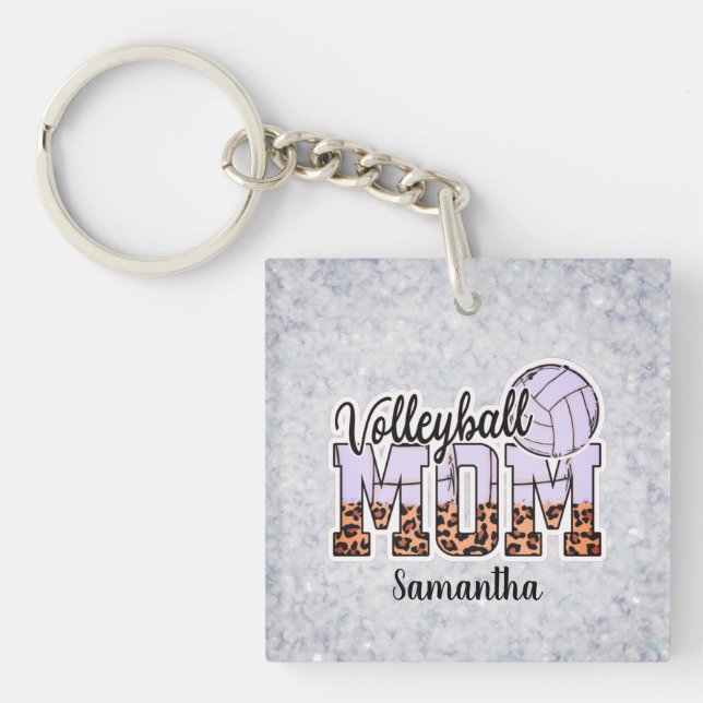Custom Name Volleyball Mom | Mother's Day Schlüsselanhänger (Vorderseite)