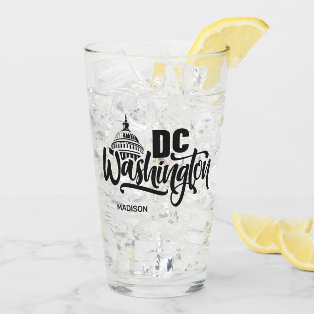Custom Name Washington DC Glas (Rückseite Ice)