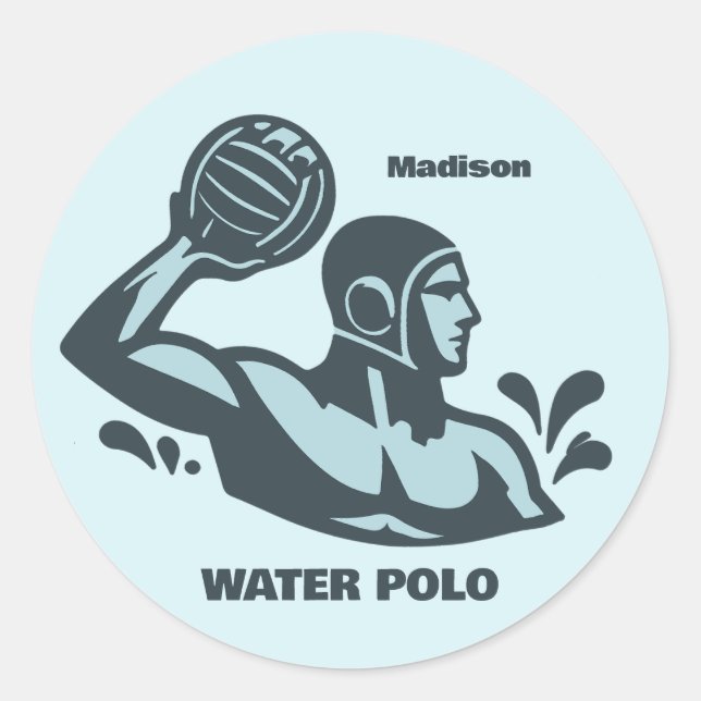 Custom Name Water Polo Runder Aufkleber (Vorderseite)