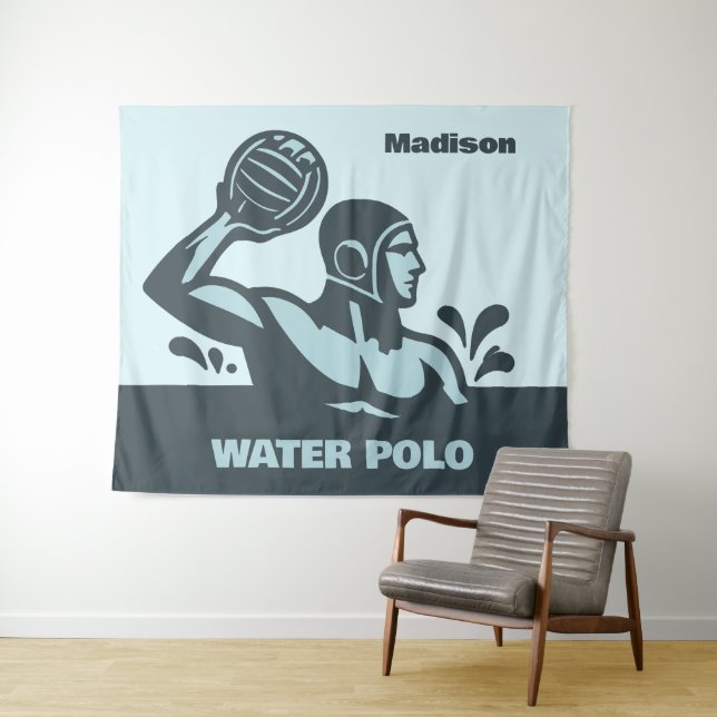 Custom Name Water Polo Wandteppich (Beispiel (Horizontal))