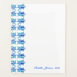 Custom Name Watercolor Blue Floral Planer