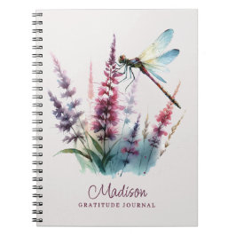 Custom Name Watercolor Dragonfly Gratitude Journal Notizblock