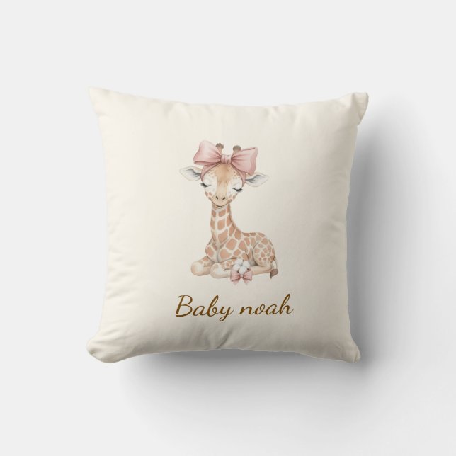 Custom Name Watercolor Giraffe Baby Blanket - Pers Kissen (Vorderseite)