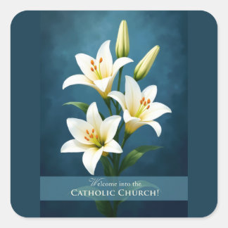 Custom Name Welcome to Catholic Church Liliew Quadratischer Aufkleber