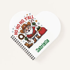 Custom name western themed Santa Christmas  Notizbuch