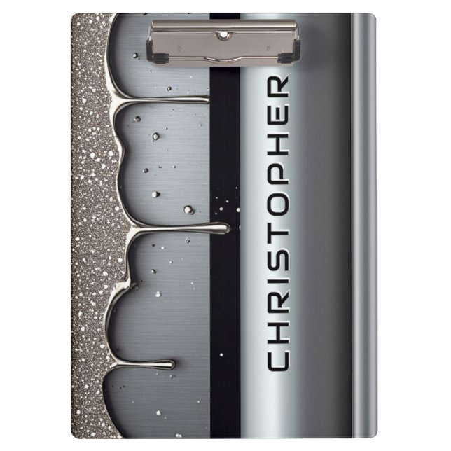 Custom Name With Dripping Liquid Metal Klemmbrett (Vorderseite)