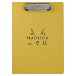 Custom Name with Monogram M Gold Professional Klemmbrett