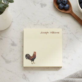 Custom Name with Vintage Rooster Art Sticky Notes Post-it Klebezettel