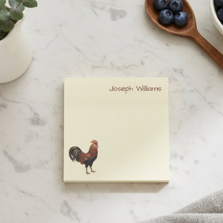 Custom Name with Vintage Rooster Art Sticky Notes Post-it Klebezettel