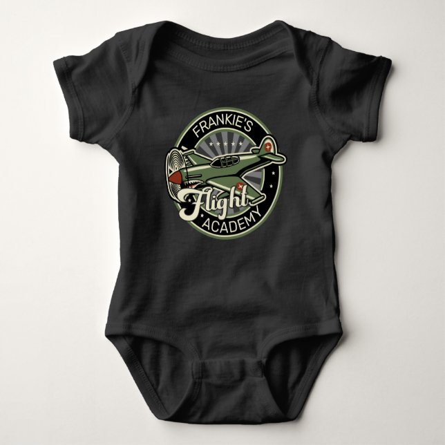 Custom NAME WWII Military Fighter War Plane Retro Baby Strampler (Vorderseite)