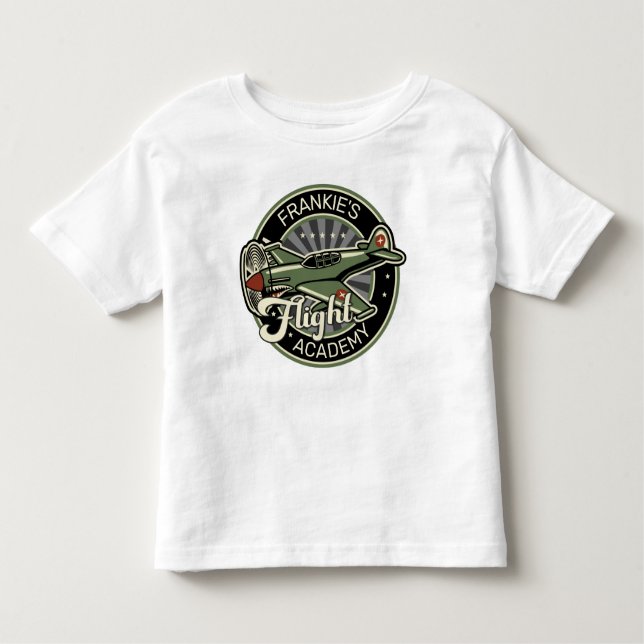 Custom NAME WWII Military Fighter War Plane Retro Kleinkind T-shirt (Vorderseite)