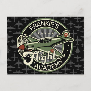 Custom NAME WWII Military Fighter War Plane Retro Postkarte