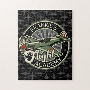 Custom NAME WWII Military Fighter War Plane Retro Puzzle