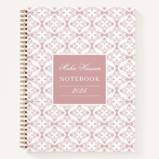 Custom Name & Year Dusty Rose Vector Pattern Notizbuch