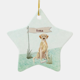 Custom Name Yellow Lab Pet Dog Keramik Ornament