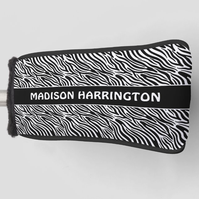 Custom Name Zebra Pattern Golf Headcover (Vorderseite)