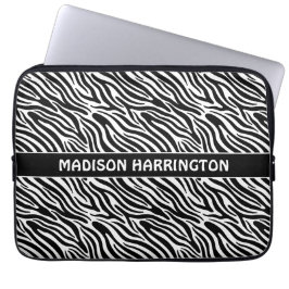 Custom Name Zebra Pattern Laptopschutzhülle
