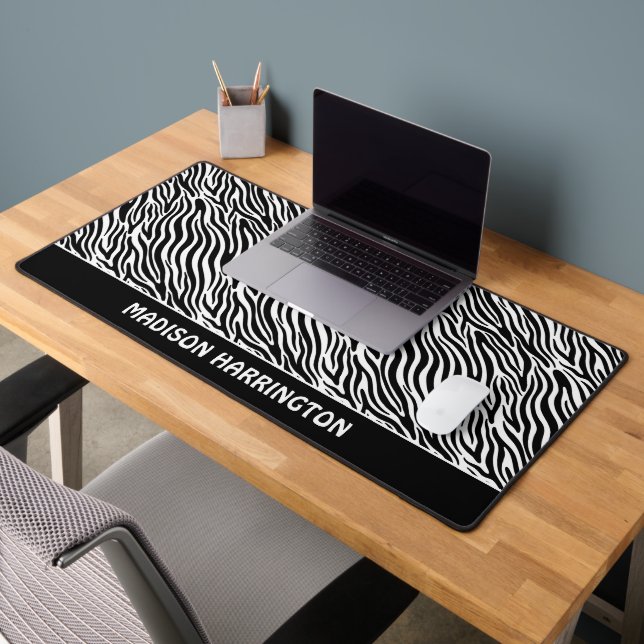 Custom Name Zebra Pattern Schreibtischunterlage (Büro 2)