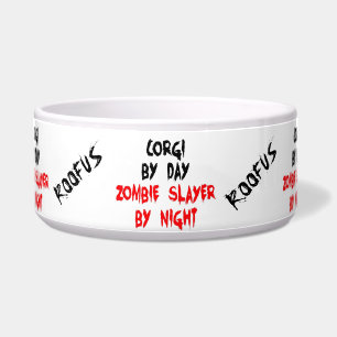 Custom Named Corgi Dog Zombie Joke Food Bowl Napf