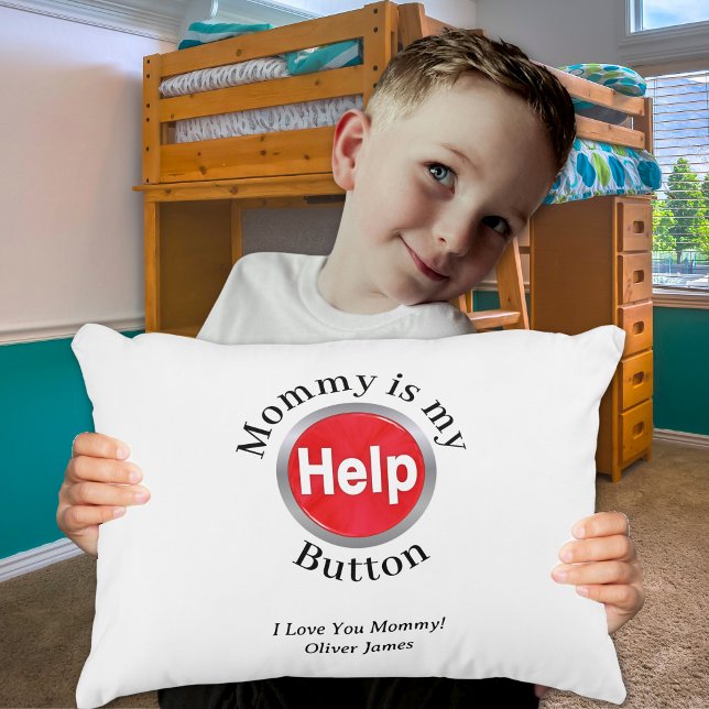 Custom Names Adorable Funny Baby Shower Gift Dekokissen (Custom Funny Mommy Is My Help Button Cute Throw Pillow)